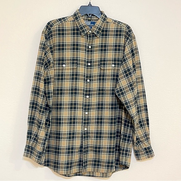 Polo Ralph Lauren Whitfield Flannel Shirt Long Sleeve Size Large 100% Cotton - Picture 1 of 8